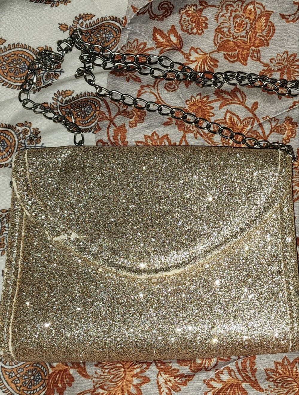 Glitter Chain Crossbody Bag - Gold